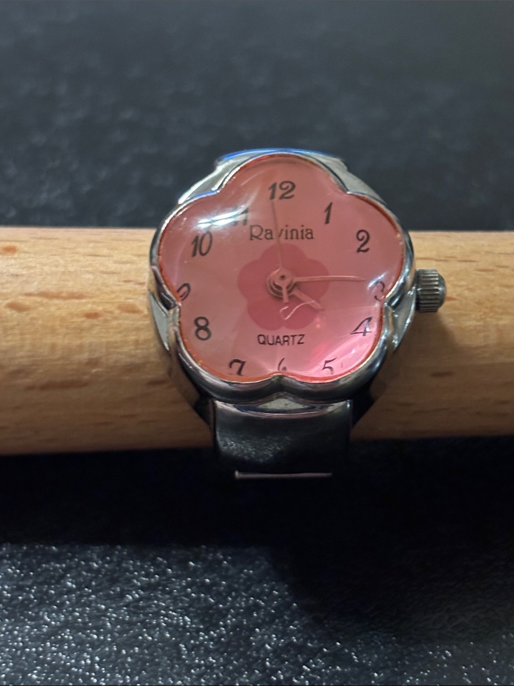 Pink Floral‎ Quartz Ring Watch NOT RUNNING